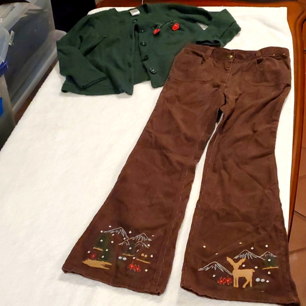 Girls Holiday pants and cardigan set Gymboree - Picture 1 of 8